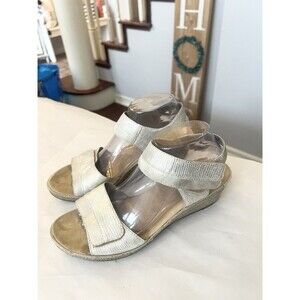 Rieker 62470 Wedge Heel Sandals Leather Comfort Gold Arch Support 40 9.5 9